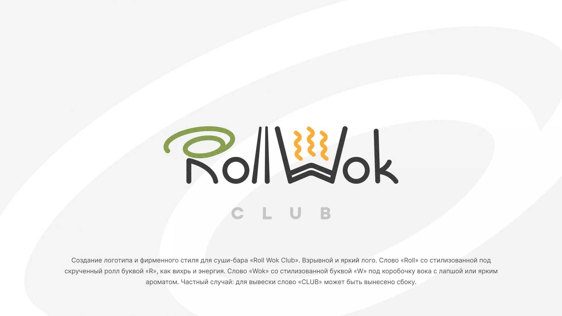 Разработка логотипа и фирменного стиля суши-бара «Roll Wok Club» в Любиме
