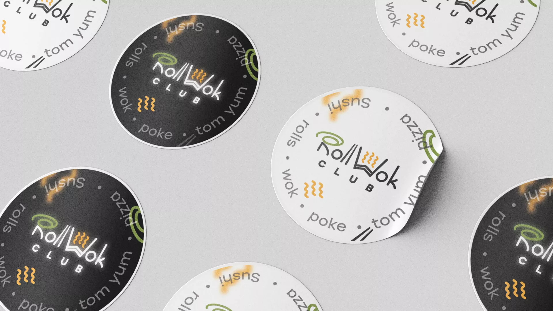 Разработка наклеек для суши-бара «Roll Wok Club» в Любиме